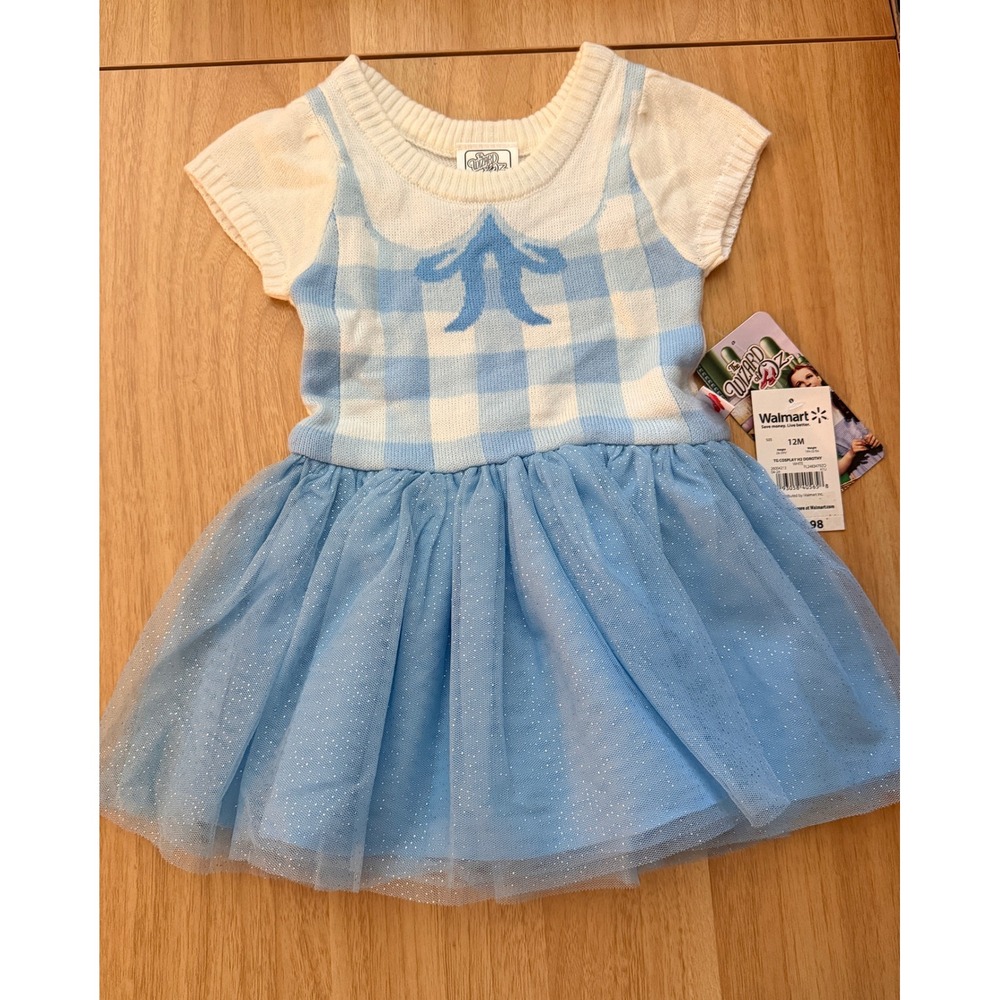 Wizard of Oz Dorothy Cosplay Dress 12M Blue Gingham Glitter Tulle FL2483479ZO